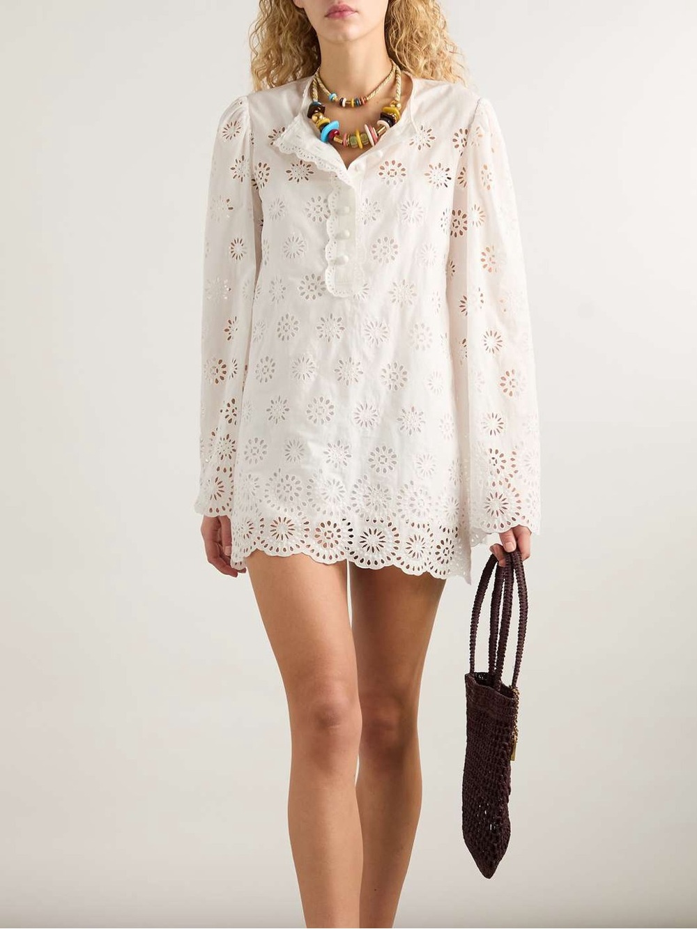 NWT CHLOE sz 42 / US 10
Scalloped Eyelet-Embroidered Mini Shift Dress - Picture 2 of 11